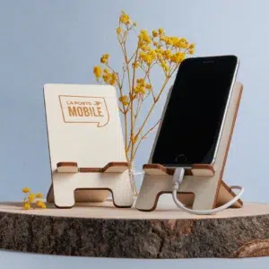Support de téléphone en bois personnalisé Made in France