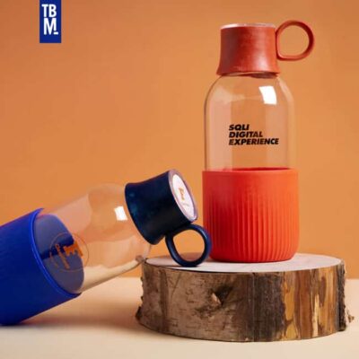 Gourde en verre made in france gobi 50 cl, logo figaro classifieds et sqli, goodies écolo pour un cadeu d'entreprise RSE, portfolio ta belle mer