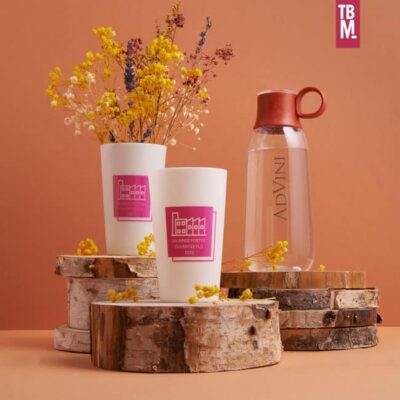gobelet événementiel bio composite et gourde gobi advini made in france