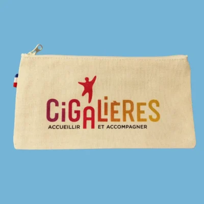 trousse en coton Made in France, goodies personnalisés RSE, fabrication en ESAT, bonjour francois