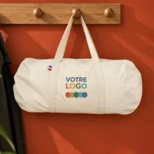 Sac de sport en coton Made in France format polochon personnalisable à votre image de la marque bonjour francois