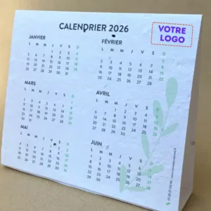 calendrier chevalet a planter 2026, calendrier ensemence Made in France 2026, objet publicitaire vegetal