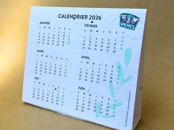 Calendrier chevalet à planter personnalisé, cadeaux de voeux Made in France