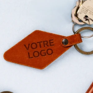 Porte-clé cuir losange personnalisé Made in France