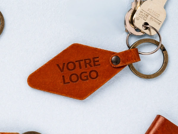 Porte-clé cuir losange personnalisé Made in France