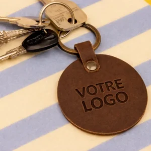 Porte-clé cuir rond personnalisé Made in France