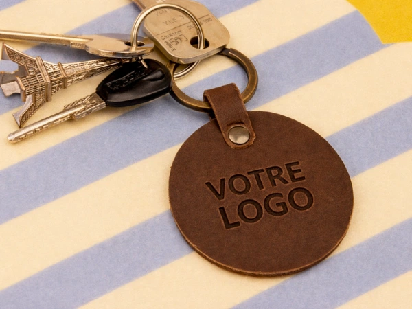 Porte-clé cuir rond personnalisé Made in France