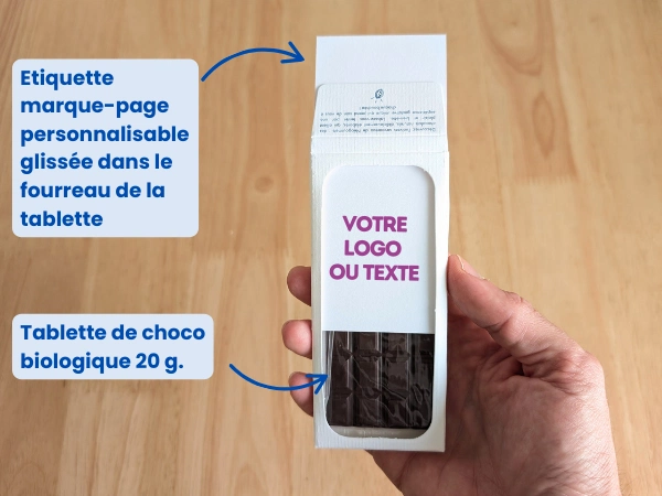 mini tablette chocolat personnalisée avec marque page personnalisable made in france