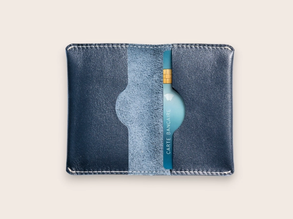 Porte-carte cuir personnalisé 2 poches