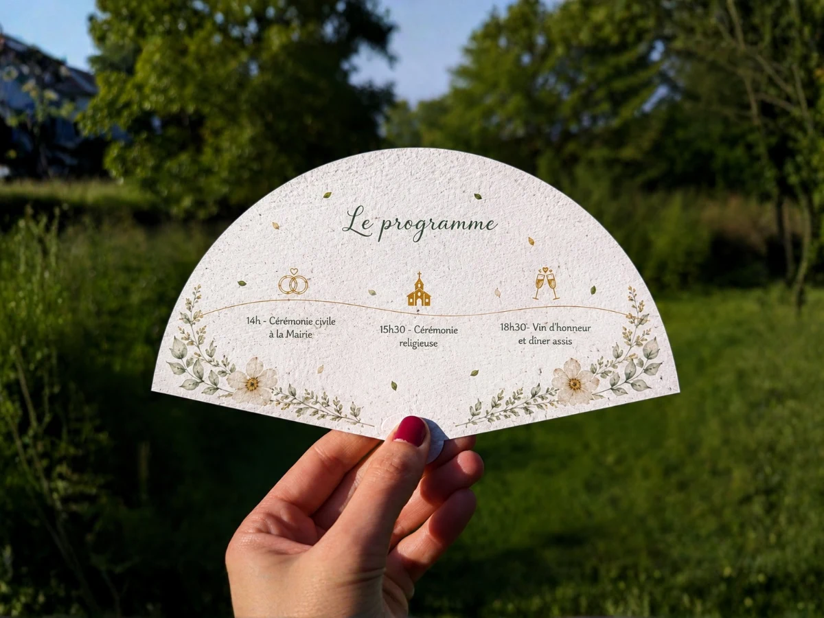 éventail de mariage personnalisé à planter programme de mariage