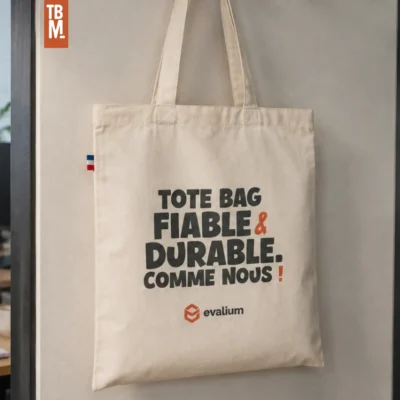 Tote bag Made in France 150 g. fabriqué en ESAT bonjour françois logo evalium